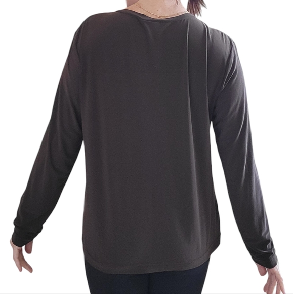 CDI New York Chocolate Brown Gathered V-neck Blouse - Picture 2 of 7